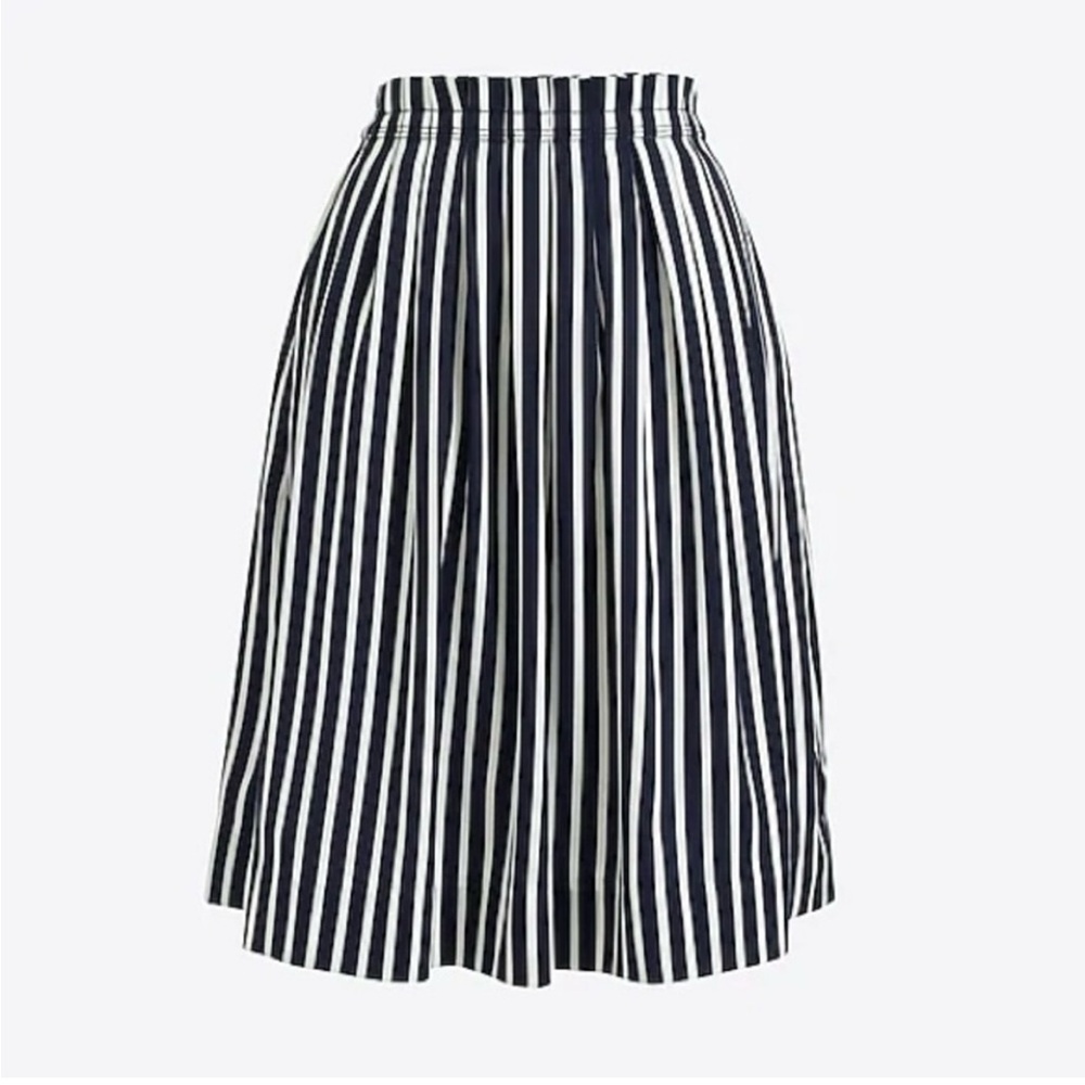 J Crew Navy White Stripe Skirt Pockets
